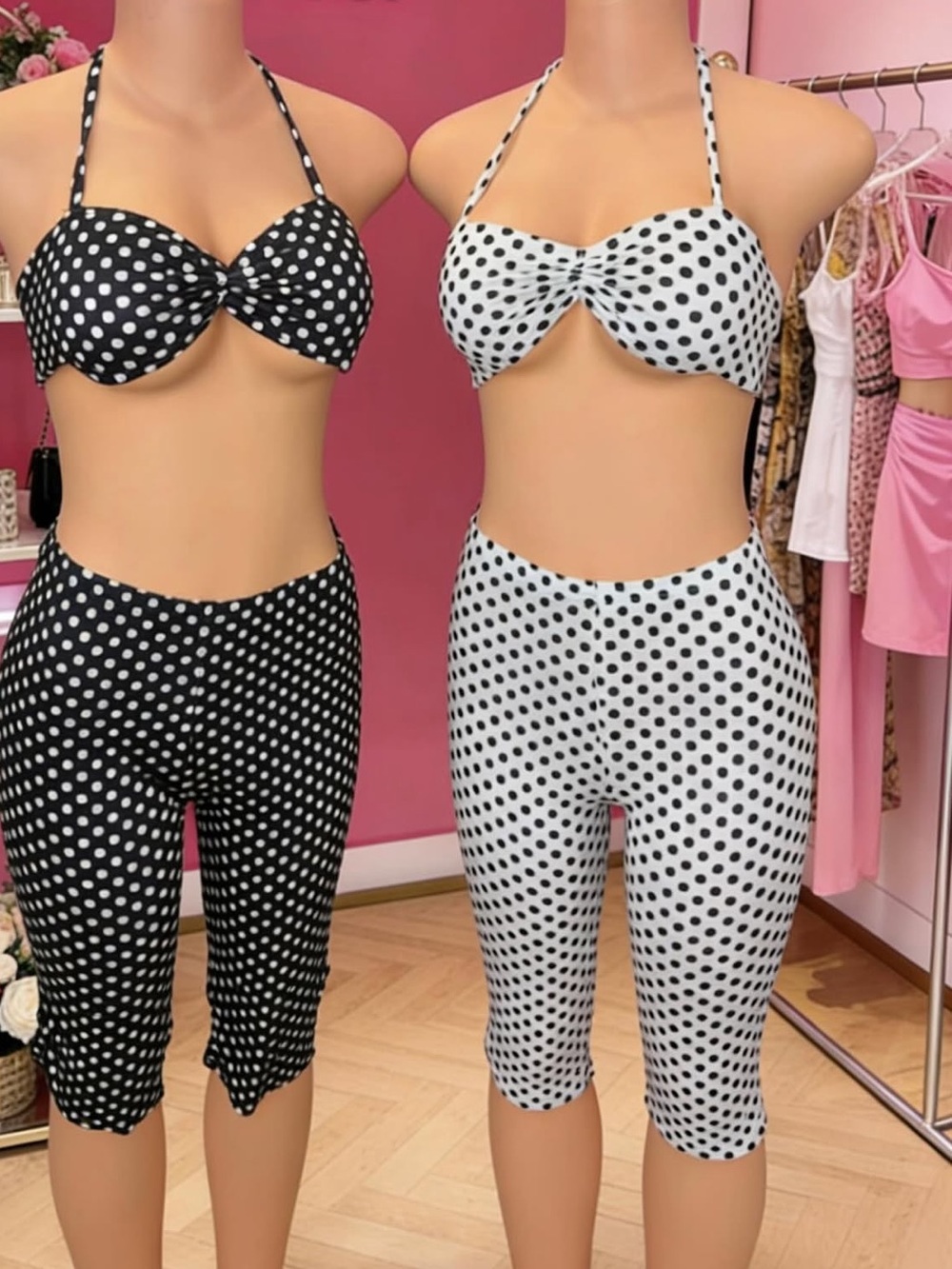 White with Black Polka Dot Two-Piece Set